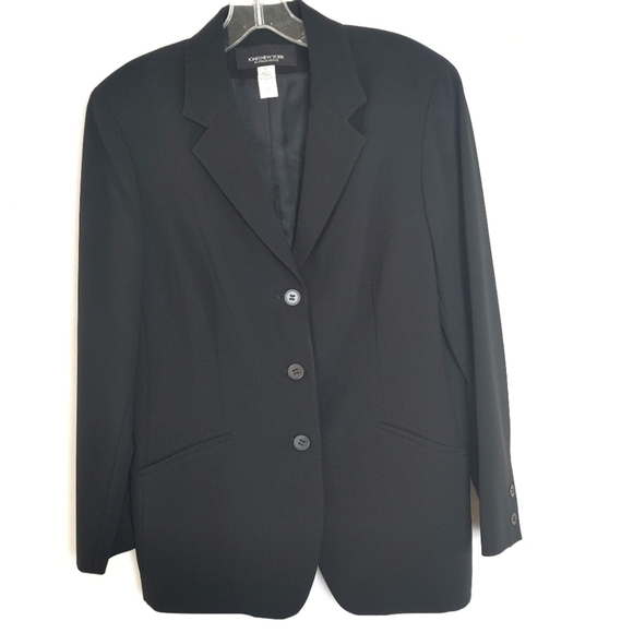 Jones New York Platinum Petite Black 3 Button Fully Lined Jacket Blazer Size 12P - Picture 1 of 7